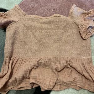 pink ruffle top from american eagle, size m